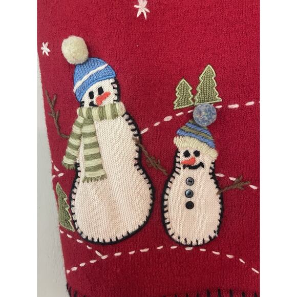 Vintage Tacky Ugly Coldwater Creek Snowman Christmas Teacher Vest 100% Wool L - Picture 2 of 6